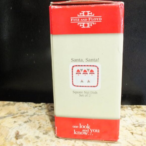 2007 Fitz And Floyd Santa, Santa! Square Nut Dish - Picture 2 of 7